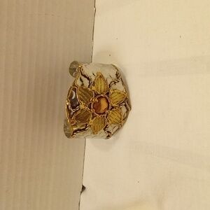 Mixed Metals Flower Cuff Bracelet